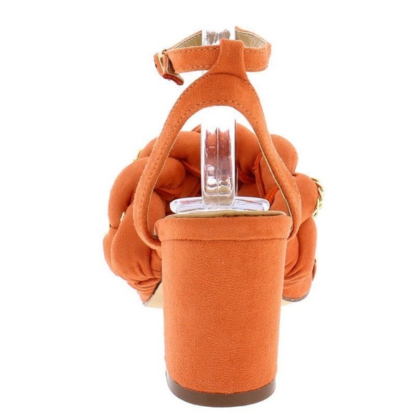 Orange Gold Chain Twisted Chunky Short Heels 8.5 - Picture 6 of 6